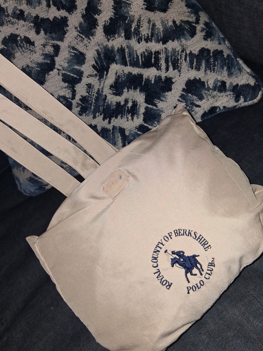 Royal County of Berkshire Polo Club Beige Tote with Navy Logo